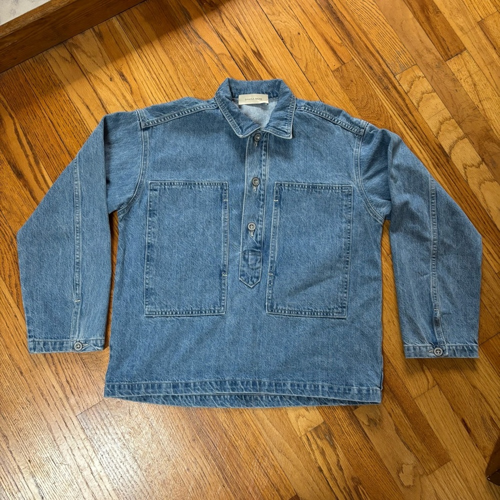 Shaina mote gardener denim utility shirt chore coat size small EUC